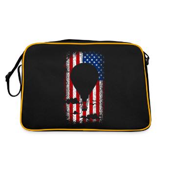 Usa american flag hot air balloon 4th of july - Retro Bag - black/gold - Back