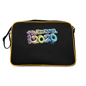 Awesome since 2020 Graffiti Motiv - Retro Tasche - Schwarz/Gold - Hinten