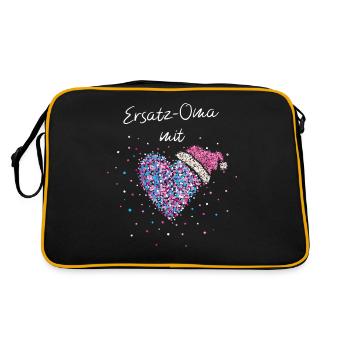 Ersatzoma Oma Weihnachtsgeschenk Nikolaus Advent - Retro Tasche - Schwarz/Gold - Hinten