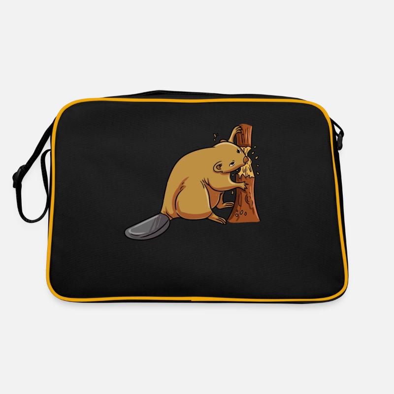 Gnawing on a tree Beaver Retro Bag