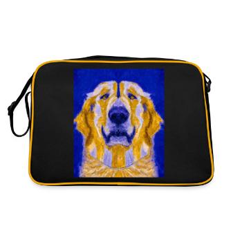 Golden Retriever Portrait Cubisme Chien - Sac Retro - noir/or - Dos