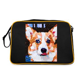 Corgi Portrait Cubisme Chien - Sac Retro - noir/or - Dos