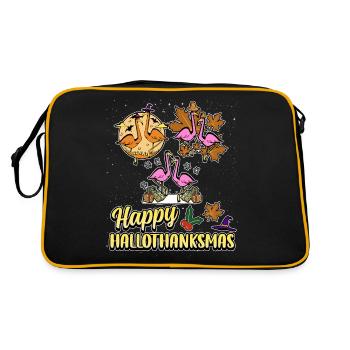 Hellothanksmas Flamingo Halloween Noël - Sac Retro - noir/or - Dos