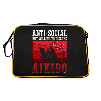Aikido Anti-Social But Willing Fighter Samurai - Retro Bag - black/gold - Back