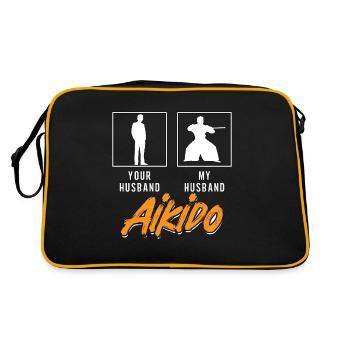 Aikido Your Husband My Husband Fighter Samurai - Retro Bag - black/gold - Back