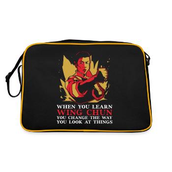 Quand vous apprenez wing chun combat fighter kung fu - Sac Retro - noir/or - Dos