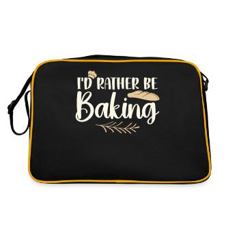 I'd Rather Be Baking Funny Cooks Bakers - Retro Tasche - Schwarz/Gold - Hinten