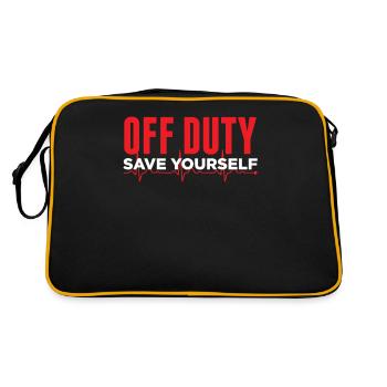 Off Duty Save Yourself Funny Police Fireman - Sac Retro - noir/or - Dos