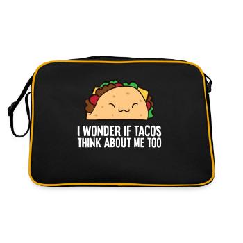 I Wonder If Tacos Think About Me Too Funny Tacos - Retro Bag - black/gold - Back