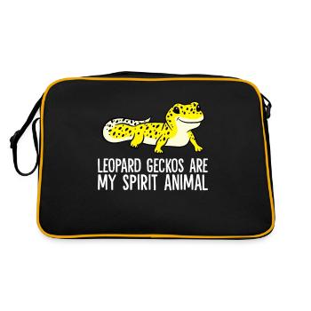 Leopardgeckos sind mein Seelentier Haustier - Retro Tasche - Schwarz/Gold - Hinten