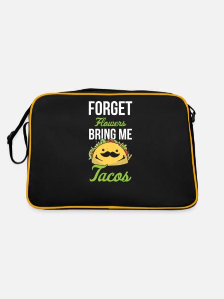 Taco Mexikanische Essen Mexico Tortilla Burrito - Retro Tasche - Schwarz/Gold - Hinten