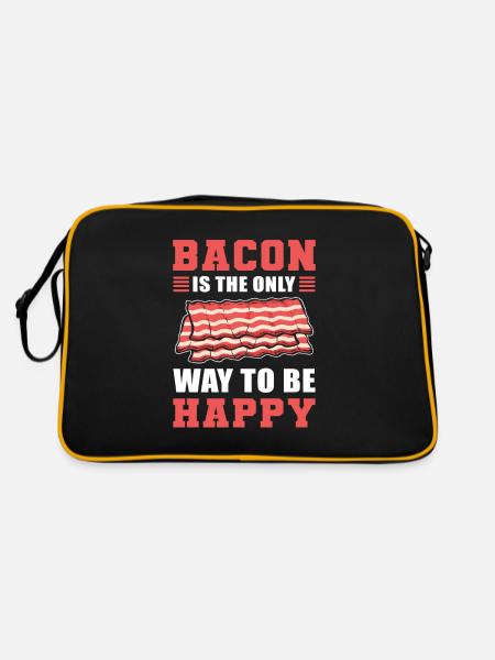 Bacon Is The Only Way To Be Happy Bacon and Egg - Retro Bag - black/gold - Back