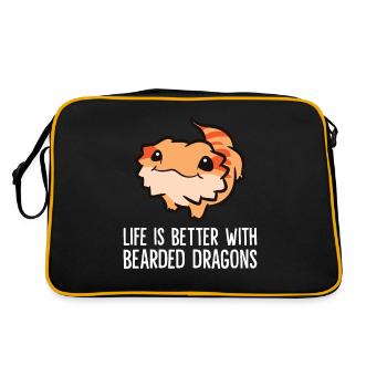 La vie est meilleure avec les reptiles dragons barbus - Sac Retro - noir/or - Dos