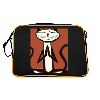 Portrait de chat méditant le cubisme de chat - Sac Retro - noir/or - Dos