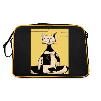 Portrait de chat méditant le cubisme de chat - Sac Retro - noir/or - Dos