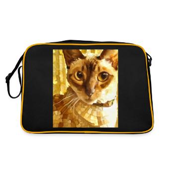 Siam Cats Portrait Gustav Klimt Style Cat - Retro Bag - black/gold - Back