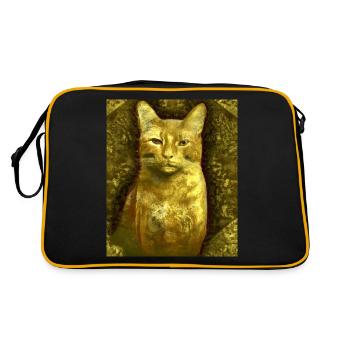Cat Portrait Gustav Klimt Style Cat - Retro Bag - black/gold - Back
