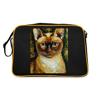 Siam Cats Portrait Gustav Klimt Style Cat - Retro Bag - black/gold - Back