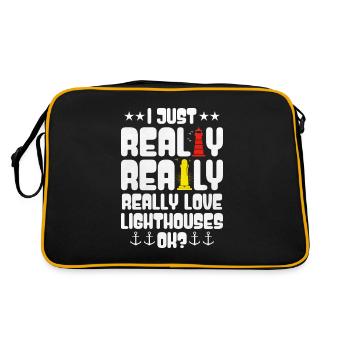 Ich Liebe Leuchttürme Einfach Sehr - Retro Tasche - Schwarz/Gold - Hinten