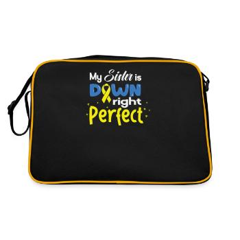 Sœur de Down I Ruban jaune bleu T21 - Sac Retro - noir/or - Dos