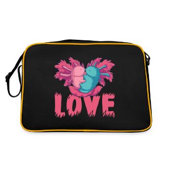 Axolotl Awesome Cute Kawaii Animal Fish Love - Sac Retro - noir/or - Dos
