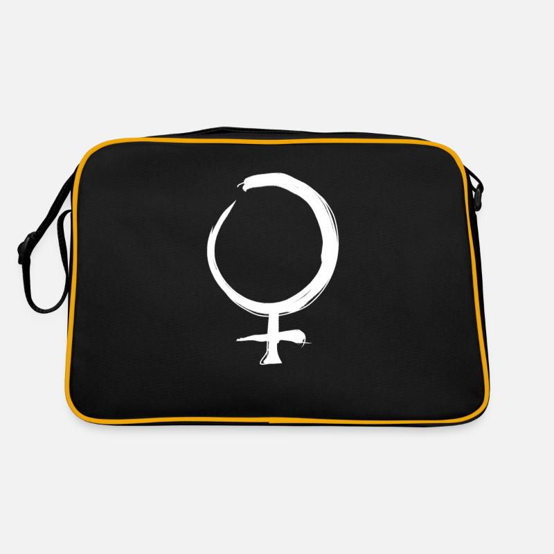 Venus Astrologie Symbol - Retro Tasche - Schwarz/Gold