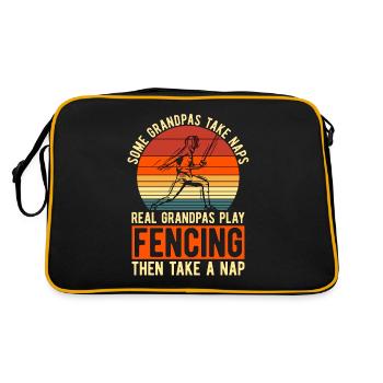 Fencing Some Grandpas Take Retro Sword Duel Fencer - Retro Tasche - Schwarz/Gold - Hinten