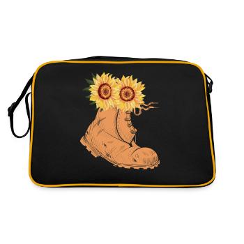 Sonnenblume Pflanze Sonnenblumen - Retro Tasche - Schwarz/Gold - Hinten