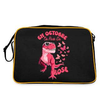 Cancer Du Sein Octobre Rose Papillon Dinosaure - Sac Retro - noir/or - Dos