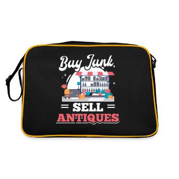 Tauschbörse Basar Kaufen Schrott Verkaufen Antiqui - Retro Tasche - Schwarz/Gold - Hinten