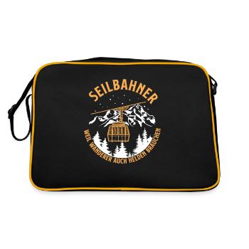 Seilbahner Weil Wanderer Auch Helden Brauchen - Retro Tasche - Schwarz/Gold - Hinten