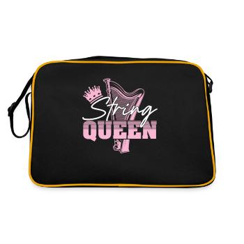 String Queen Funny Harpist Harp Player - Retro Bag - black/gold - Back