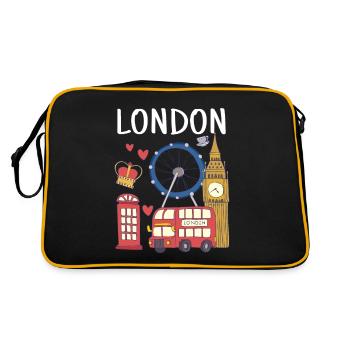 London - Retro Tasche - Schwarz/Gold - Hinten