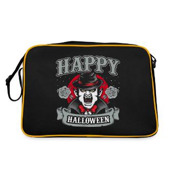 Happy Halloween Vampir Böse - Retro Tasche - Schwarz/Gold - Hinten