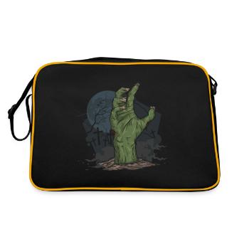 Halloween Zombie Hand Friedhof - Retro Tasche - Schwarz/Gold - Hinten