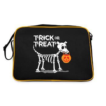 Süßes oder Saures Halloween Hund - Retro Tasche - Schwarz/Gold - Hinten