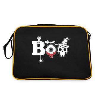 BOO Geister Erschrecken Halloween - Retro Tasche - Schwarz/Gold - Hinten