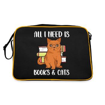 All I Need Is Books And Cats Reader, lustige - Retro Tasche - Schwarz/Gold - Hinten