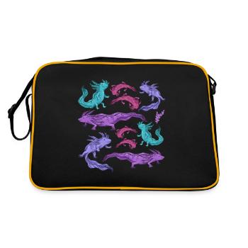 Axolotl Génial Salamandre mignonne Kawaii Art animal - Sac Retro - noir/or - Dos