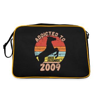 Geburtstag Pferde Reiten Dezember 2009 - Retro Tasche - Schwarz/Gold - Hinten