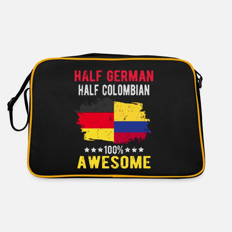 Halb Deutsch Halb Kolumbianer - Retro Tasche - Schwarz/Gold