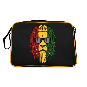 Hipster Jamaican Colors Grid Curls Lion - Sac Retro - noir/or - Dos