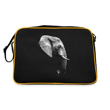 Elefantenkopf Tier Rüssel Elefant - Retro Tasche - Schwarz/Gold - Hinten