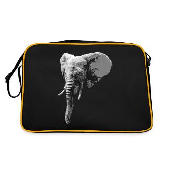 Elefantenkopf Tier Rüssel Elefant - Retro Tasche - Schwarz/Gold - Hinten