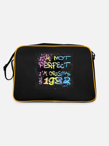 I´m not perfect, I´m original since 1982 Graffiti - Retro Tasche - Schwarz/Gold - Hinten