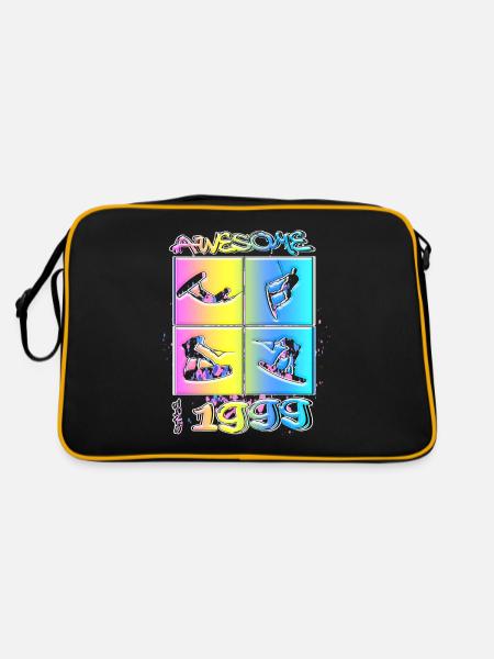 Awesome since 1999. Wakeboard Lifestyle - Retro Tasche - Schwarz/Gold - Hinten