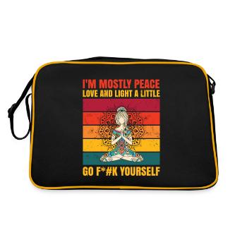 I'm Mostly Peace Love And Light A Little Go F...k - Retro Tasche - Schwarz/Gold - Hinten