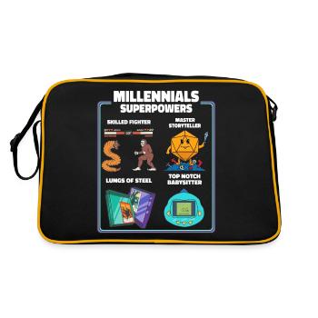 Drôle Millennial Nerdy Old Skool Hobbies Cartoon - Sac Retro - noir/or - Dos