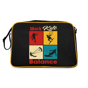 Work Kite Balance. Lifestyle Vintage Design, Work - Retro Tasche - Schwarz/Gold - Hinten