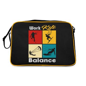 Work Kite Balance. Lifestyle Vintage Design, Work - Retro Tasche - Schwarz/Gold - Hinten